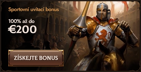 Sportovní uvítací bonus 100% až do €200 with knight on horseback