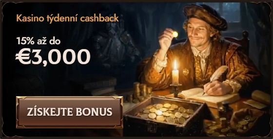 Crusado Casino weekly cashback banner: 15% up to €3,000 bonus