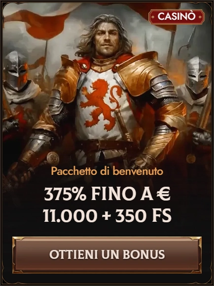 Crusado Casino welcome bonus banner with 375% up to €11,000 + 350 FS