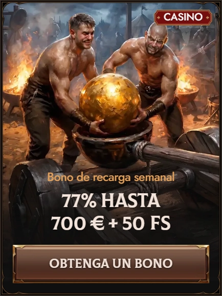 Weekly reload bonus 77% up to 700€ + 50 FS promotional banner