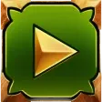 Green button with golden play icon for casino game