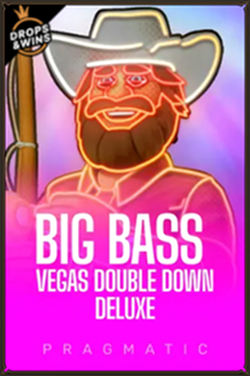Big Bass Vegas Double Down Deluxe slot game with cowboy and Drops & Wins promo